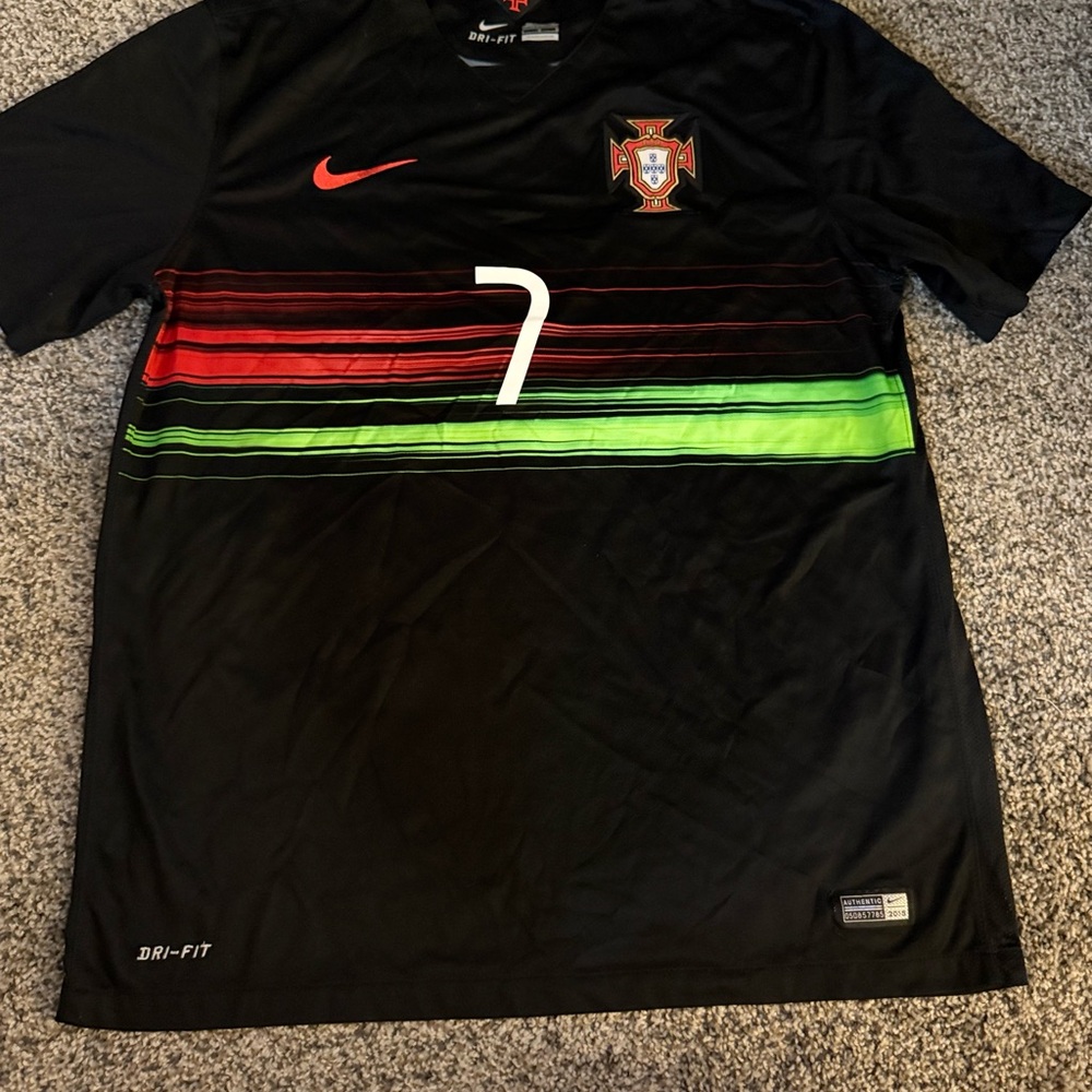 Nike Men's Black Jersey with Red and Green Accents